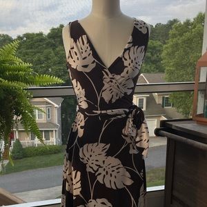 Dark Brown Dress w/ Monstera Leaf Details